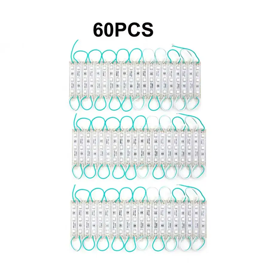 60PCS SMD 5050 Светодиодный модуль 3 светодиодный 12 В постоянного тока водонепроницаемый рекламный знак магазин Передняя полоса ленты лампы модули огни комплект зеленый цвет - Цвет: 60PCS