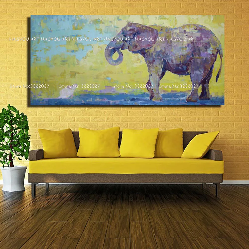 Новинка ручная работа большой современный холст Картина маслом животные картины