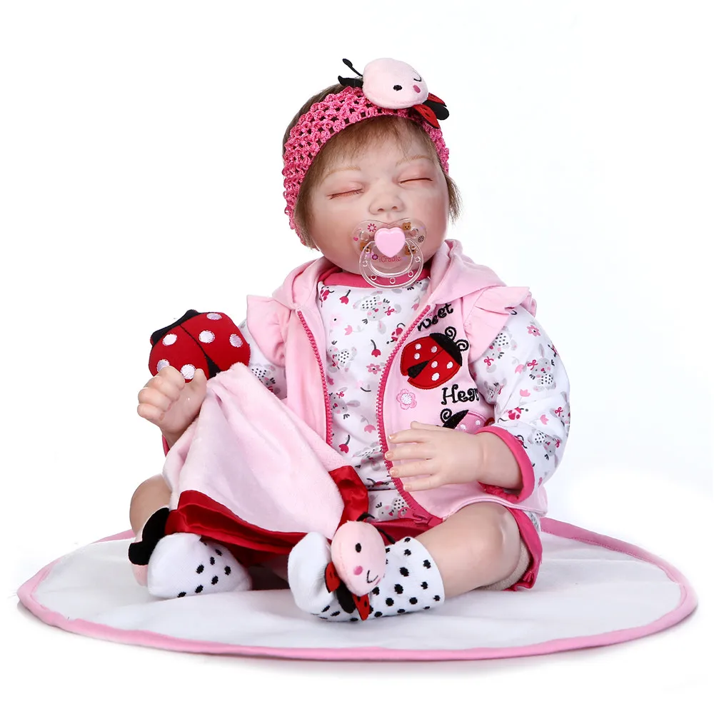 

22 Inch 55cm silicone reborn dolls babies real sleeping reborn baby bonecas with 1pcs blanket children toys brinquedos menina