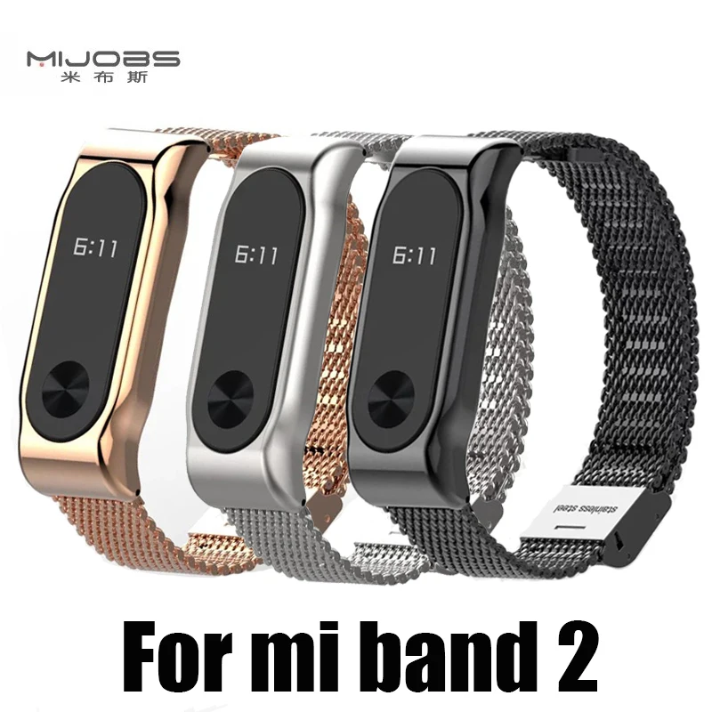 Оригинальные mijobs металлический ремешок для Xiaomi mi Band 2 без винтов