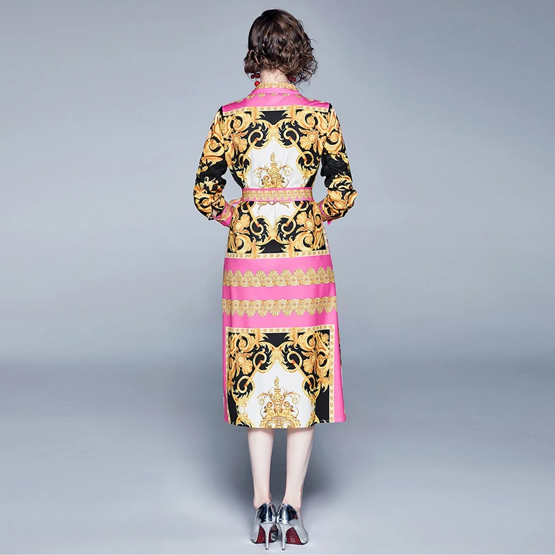 Возможно U розовое прямое платье-рубашка средней длины с отложным воротником и