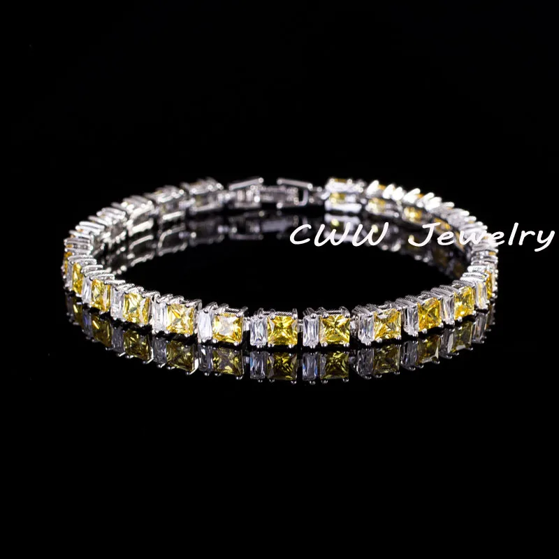 yellow CWWZircons благородные танцы CZ женский браслет ювелирные изделия прозрачный белый AAA+ кубический цирконий модные браслеты и браслеты CB147 - Окраска металла: yellow