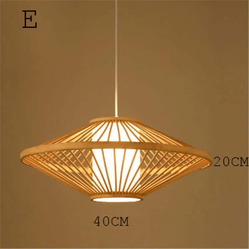 E 40CM Китайский бамбуковый светодиодный светильник для сада, ресторана, светодиодный подвесной светильник для отеля, фермы, чайный домик, фонарь, татами, Бамбуковая Подвесная лампа - Цвет корпуса: E 40CM