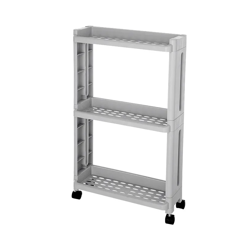 Gray 3 layers Съемный шкив для ванной комнаты, полка для хранения, шкаф для пола, Полка для кухни, маленькая узкая секция WF4011430 - Цвет: Gray 3 layers