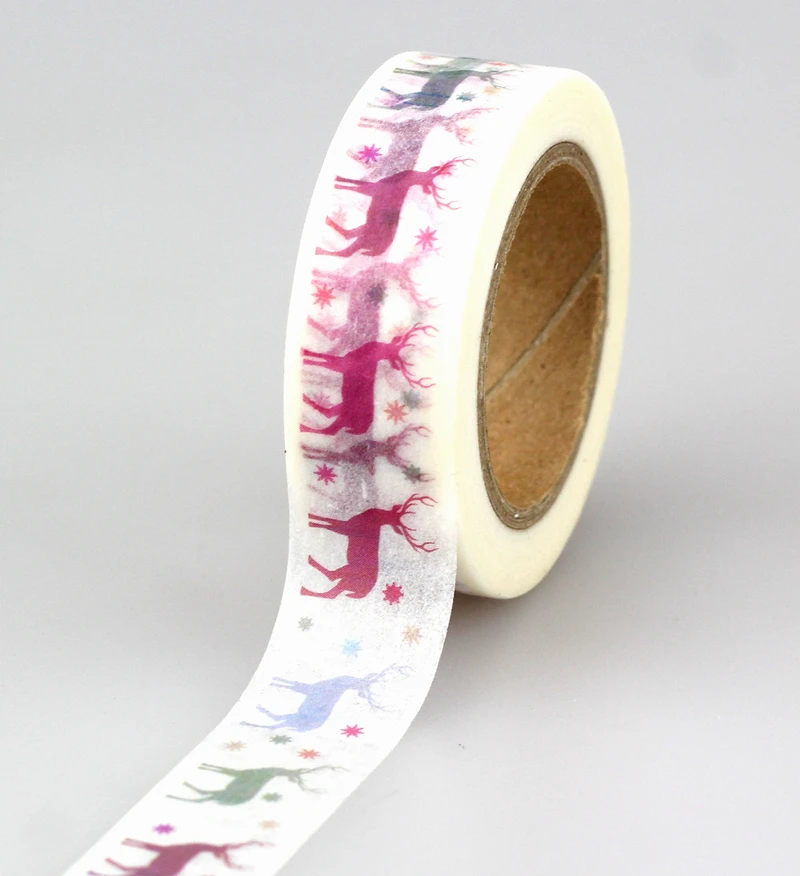 

high quality 10x Cute Adhesive Tape Christmas elk Pattern Print Diy Craft Sticky Deco Masking Japanese Paper Washi Tape