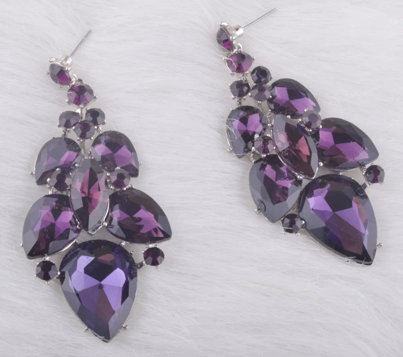 Свадебный комплект украшений великолепный романтический Фиолетовый Стразы для