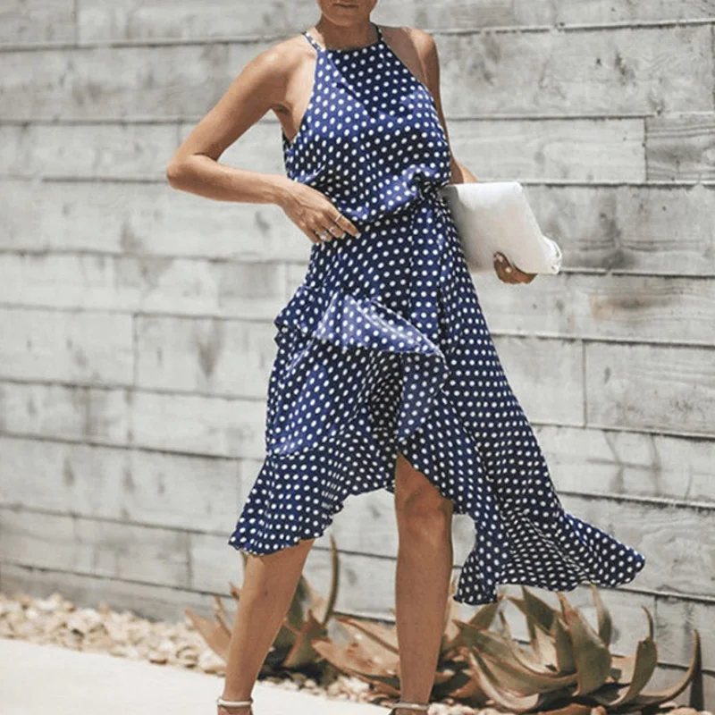 Женское длинное платье без рукавов с асимметричным подолом CGU 88 2019 | Женская