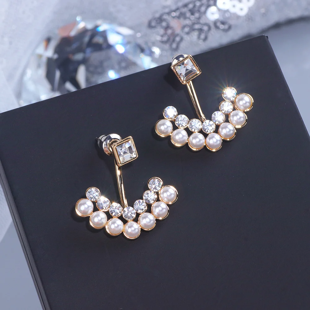 Корейские модные серьги-гвоздики с имитацией жемчуга для женщин золотого цвета