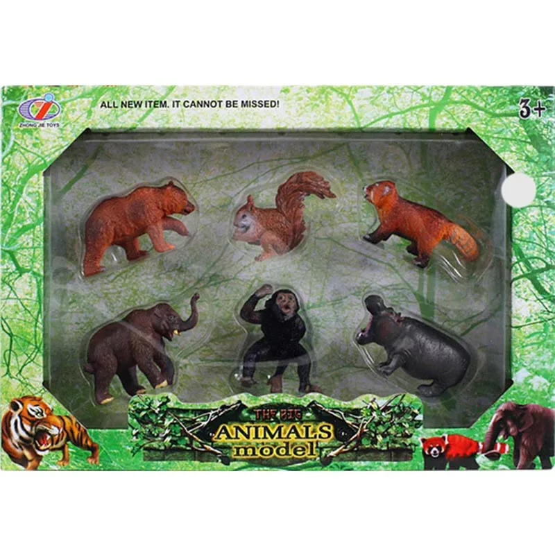 Модель животного набор игрушек фигурки льва тигра слона медведя Baboon Chimpanzee