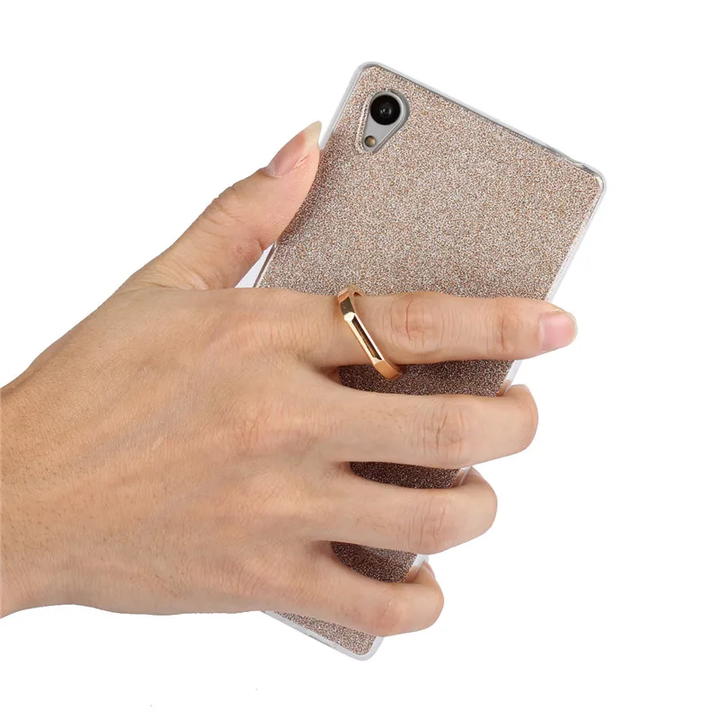 For Sony Z5 E6603 Case Shiny Glitter Silicon TPU with Rotate Finger Ring Soft Back Cover for Xperia D6633 D6653 |
