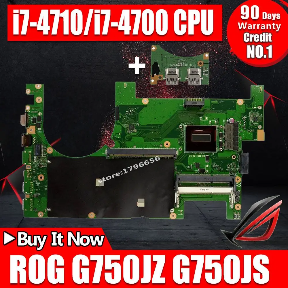

Send board+i7-4710/i7-4700 CPU G750JZ G750JS Laptop motherboard For Asus G750JZ G750J Mainboard 100% tested GTX870M GTX880M card