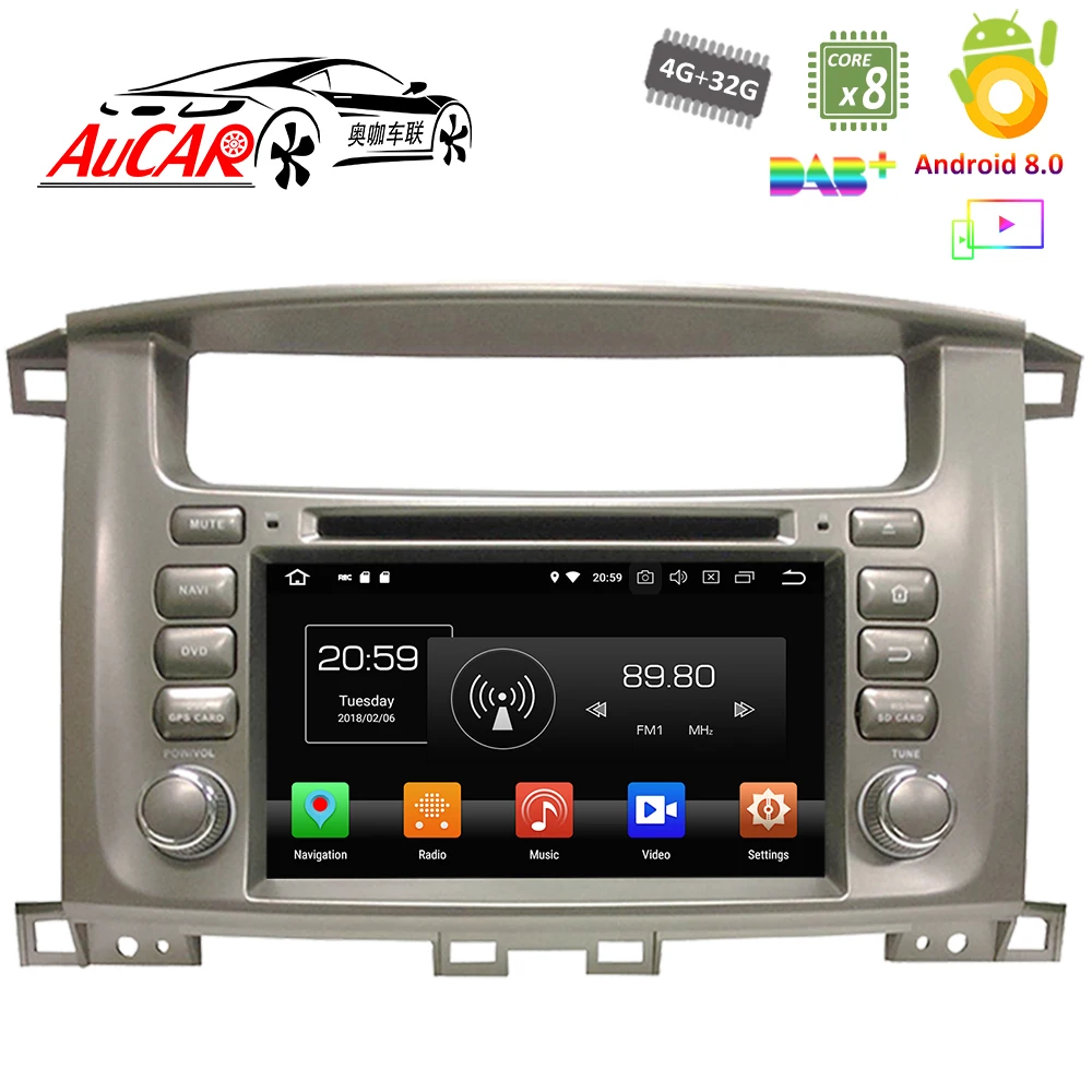 

Android 8.0 Car DVD for Land Cruiser 100 1998 - 2006 GPS Navigation system Bluetooth GPS Car Radio Stereo WIFI 4G AUX touch