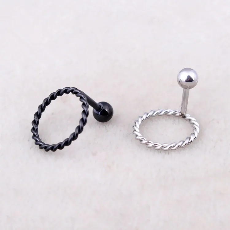 Серьги гвоздики круглые из титановой стали золотого и черного