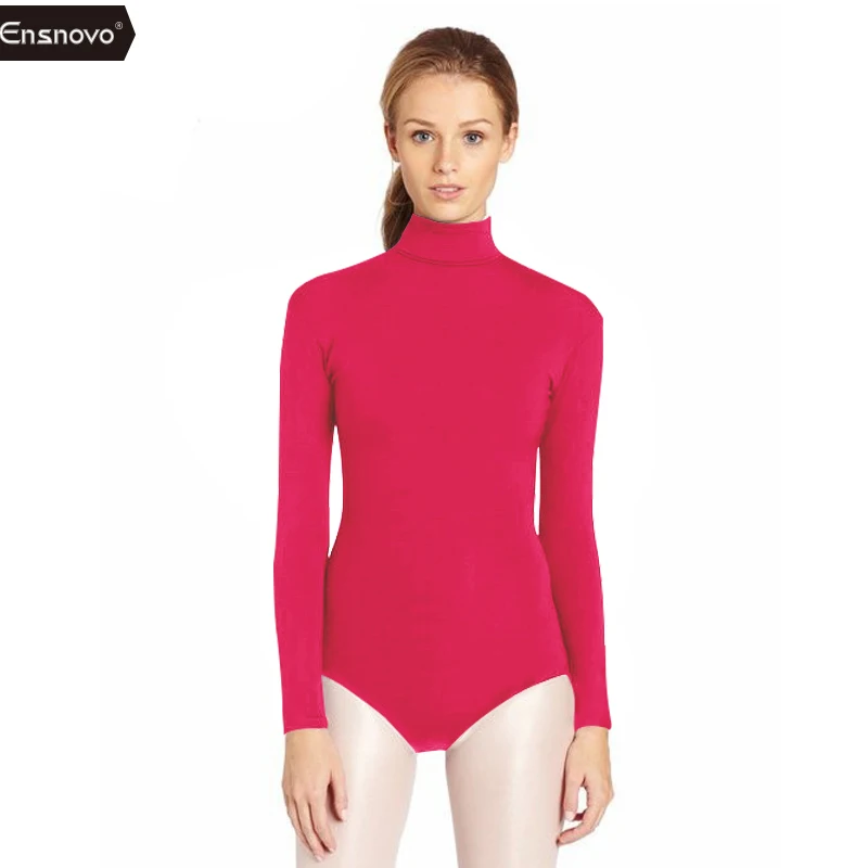 Fuchsia Ensnovo женский гимнастический купальник балет без рукавов костюмы лайкра на заказ Кожа Комбинезон танцевальная одежда боди костюм - Цвет: Fuchsia