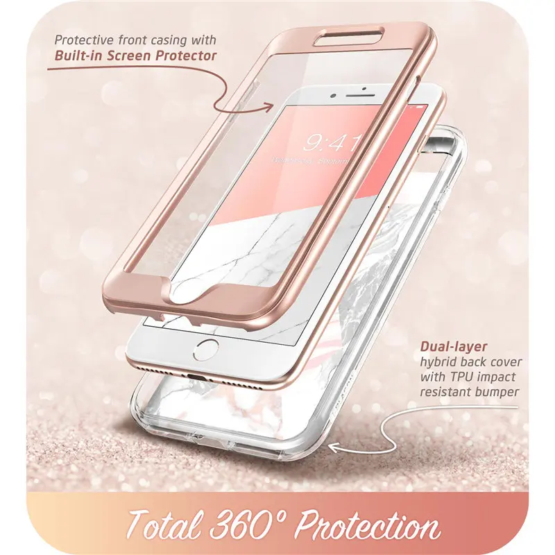 for iphone 7 plus 8 plus case 5 5 inch i blason cosmo full body marble pink bumper case cover with built in screen protector free global shipping
