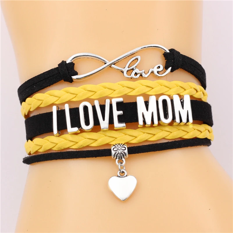 Браслет с надписью I LOVE MOM Бесконечность любовь милое сердце очарование ручной