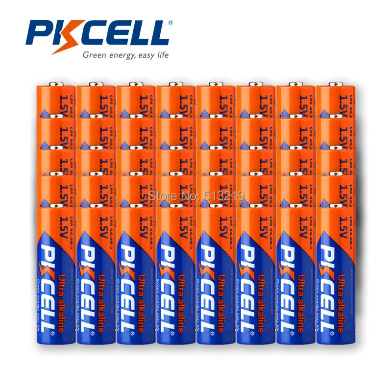 48 шт. щелочные аккумуляторы PKCELL AA 1 5 в E91 AM3 MN1500 LR6|lr6 aa|aa alkalineaa alkaline battery |