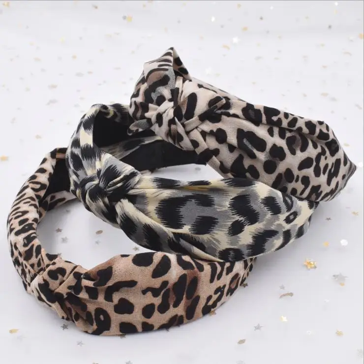 Женская повязка на голову с леопардовым принтом винтажная эластичная для головы