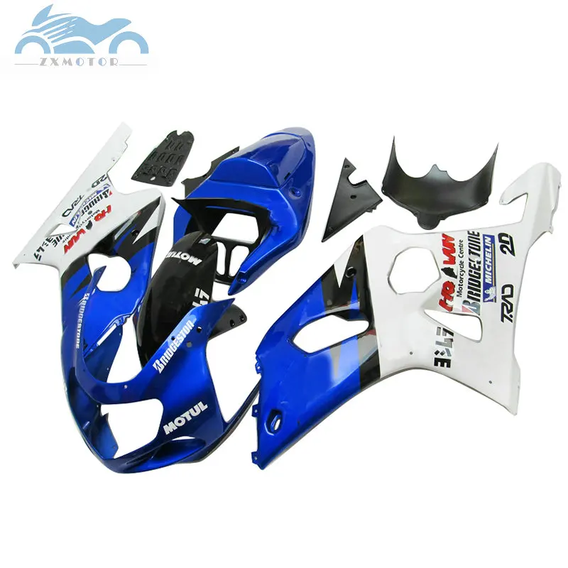 

Бесплатная доставка, комплект обтекателей для SUZUKI 2000-2002 GSXR1000 K2 ABS, комплекты корпусов для мотоциклов 00 01 02 GSX R1000, синие и белые детали