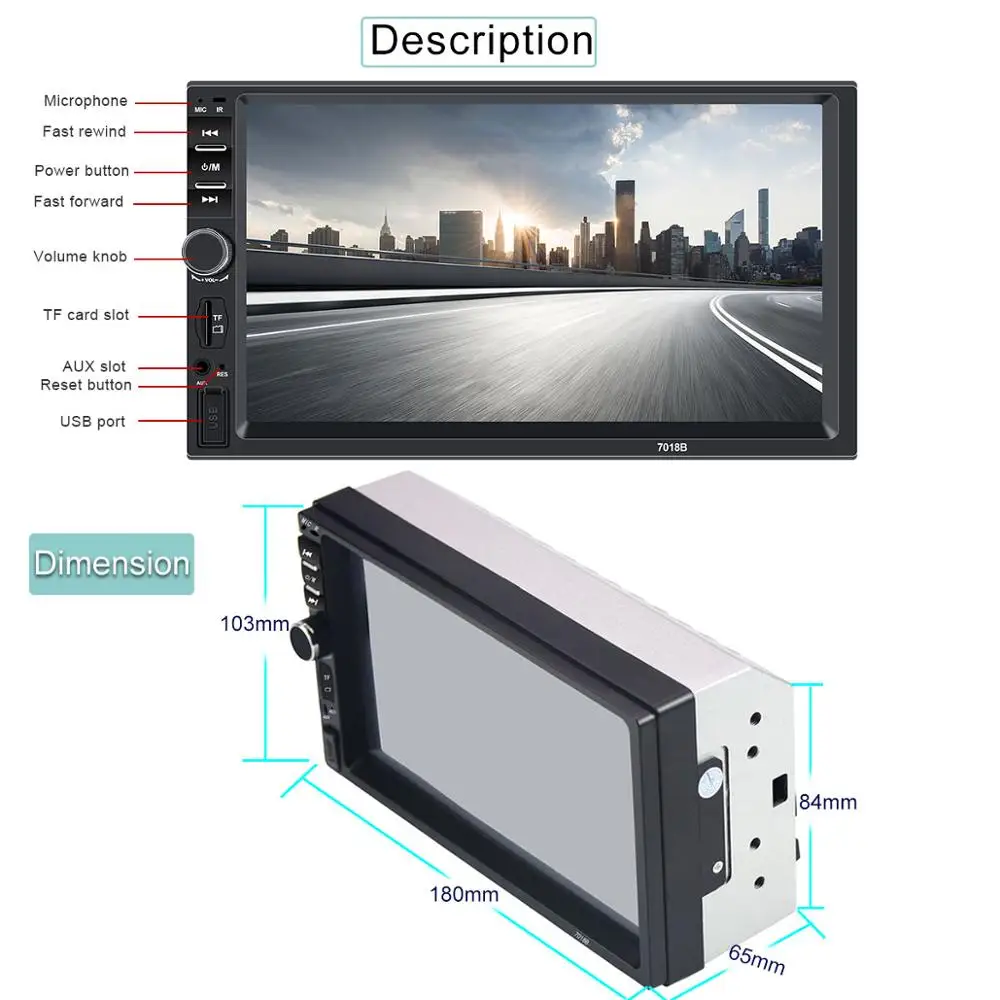 Автомагнитола 2 Din автомагнитола Coche Bluetooth Hd 7 &quotсенсорный экран 2din стерео Oto Teypleri