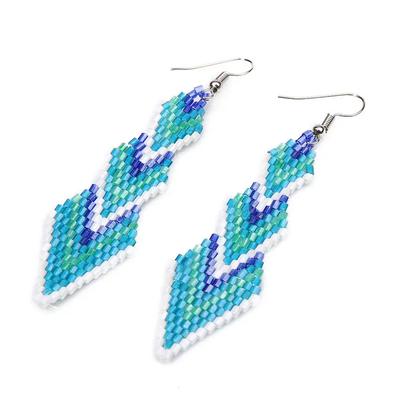 Серьги SHINUSBOHO с подвеской в виде стрелы MIYUKI для женщин, серьги-подвески с кисточками, серьги-подвески, kolczyki - Окраска металла: M-E0041-D