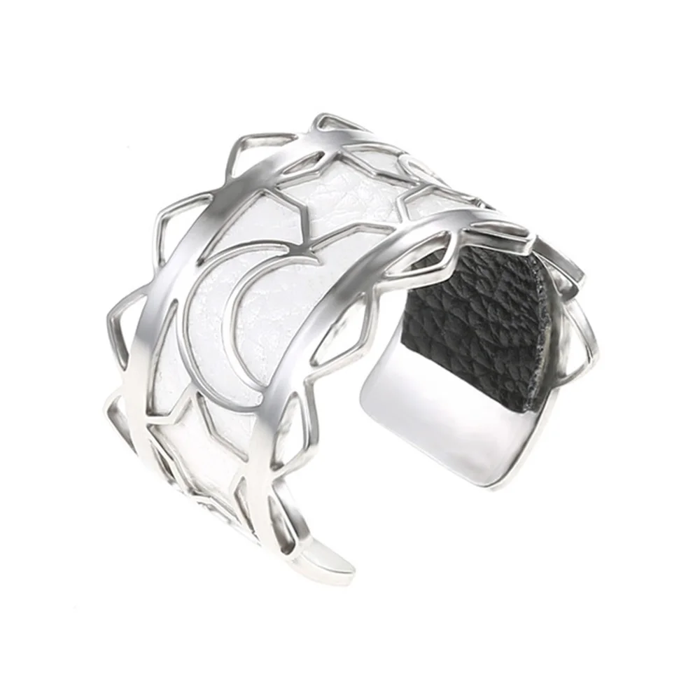 white Legenstar2019 нежное кожаное кольцо на палец в виде звезды луны сердца Bague жоржет Argent bague acier inoxydable femme chevaliere homme - Main Stone Color: white