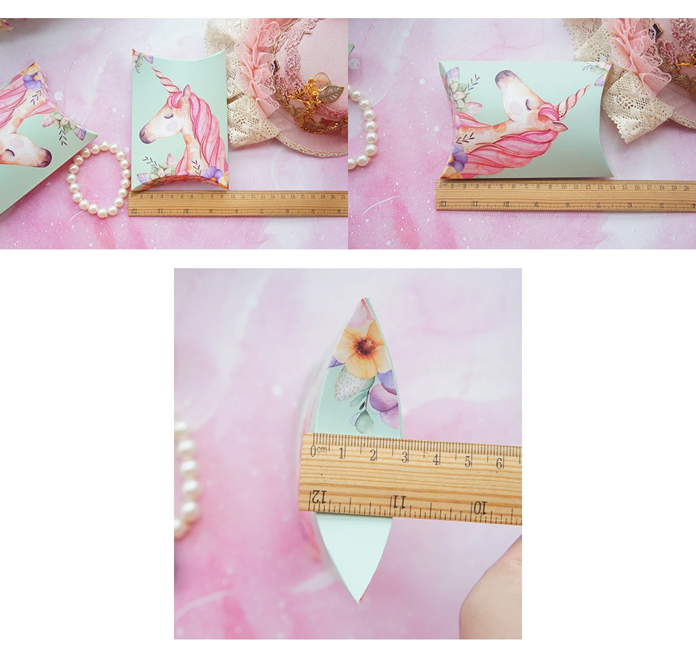 10 шт мятно-зеленый/розовый единорог дизайн коробка для конфет как маленький