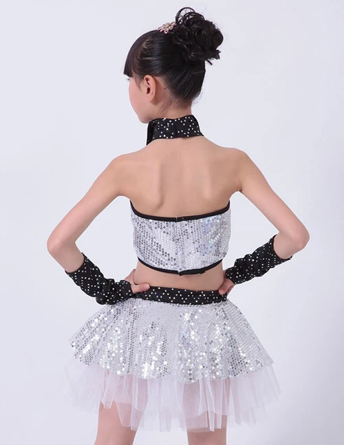 Детский костюм с блестками для джазовых танцев современных модное платье