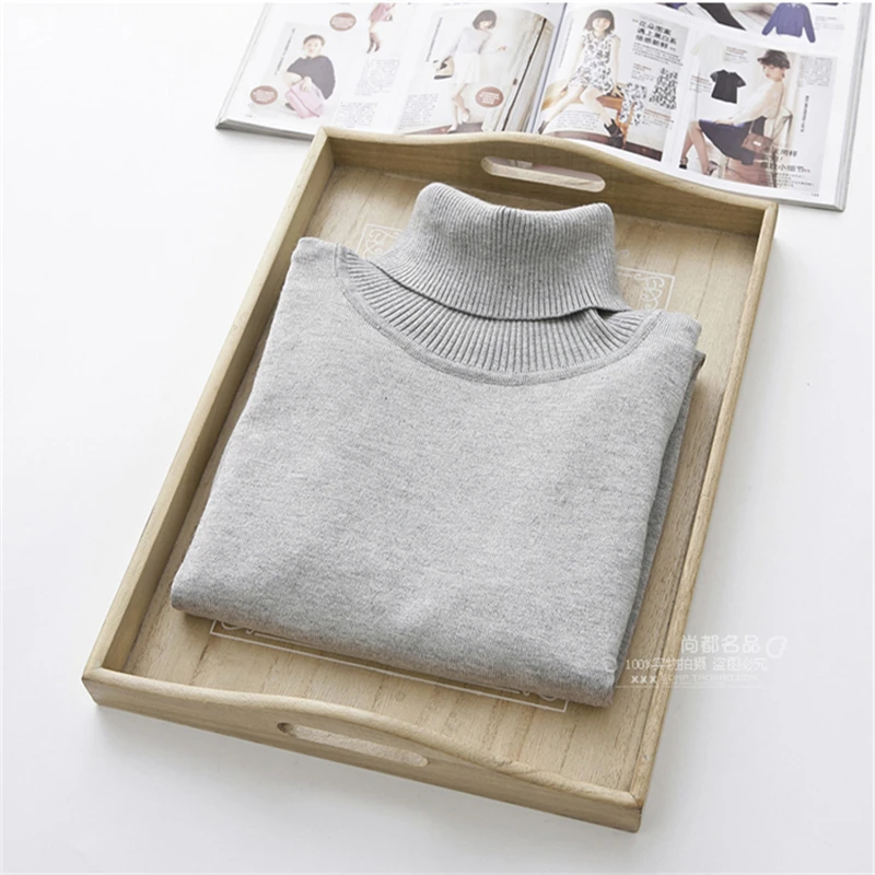 Осенне-зимний вязаный свитер с высоким воротом Женский пуловер большого размера