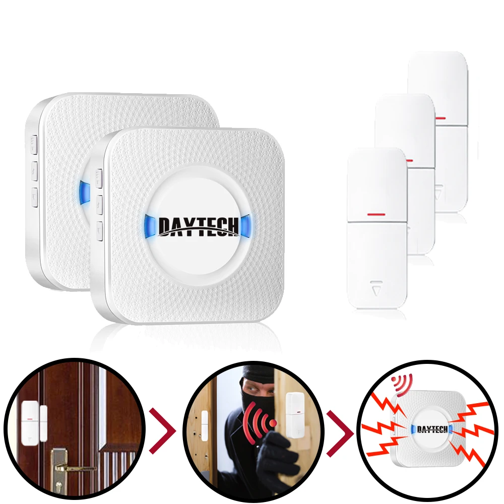 DAYTECH Wireless Door Open Sensor Chime Entrance/Entry Alarm Alert DIY Home Security for Retail store/Garage/Apartment/Office |