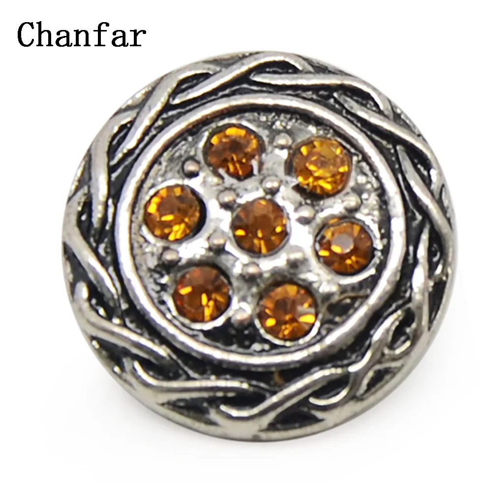 

Gold Color Crystal Paved Round Snap Button Fit For 18mm Snap Necklace Bracelet