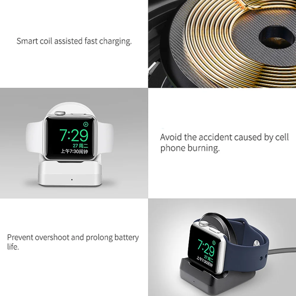 Беспроводное зарядное устройство Ascromy для Apple Watch Series 1 2 3 4 Iwatch с подставкой и