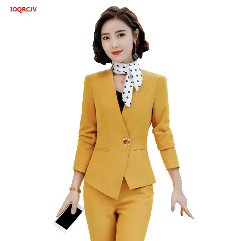 Женский офисный костюм из 2 предметов блейзер с длинным рукавом и деловые брюки