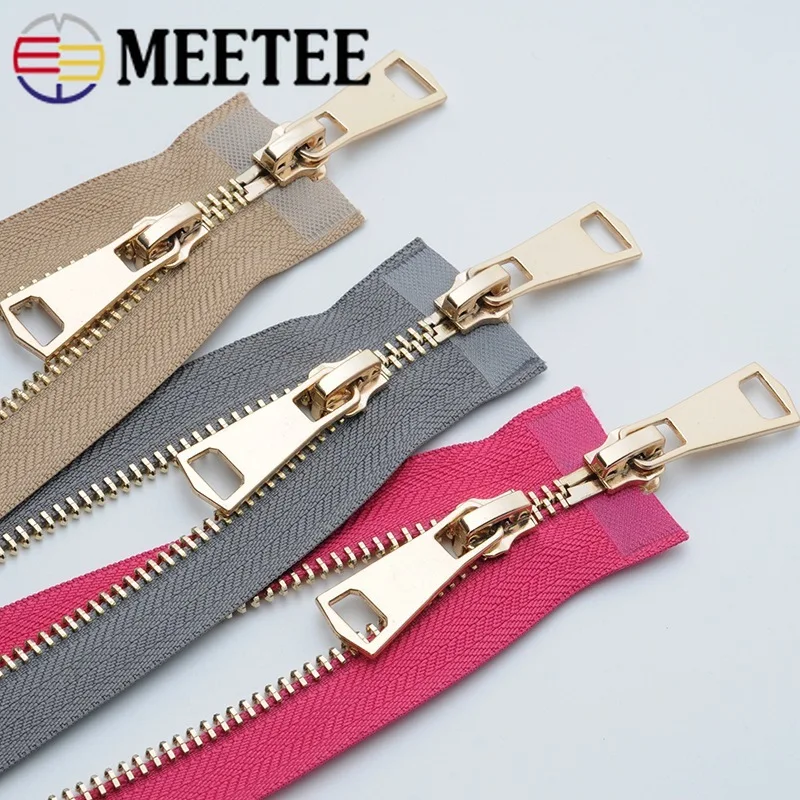 Meetee 5#120 см золотые металлические молнии Двойные открытые ползунки для шитья пуховое пальто куртка на молнии Одежда домашний текстиль инструменты аксессуары