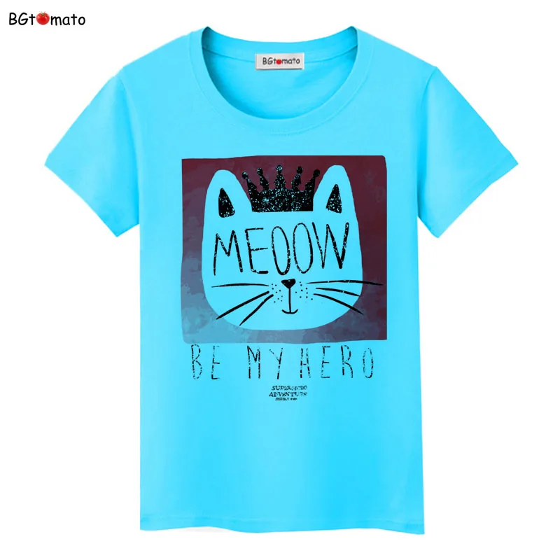 Женская футболка BGtomato с принтом милого кота креативный дизайн футболки рисунком