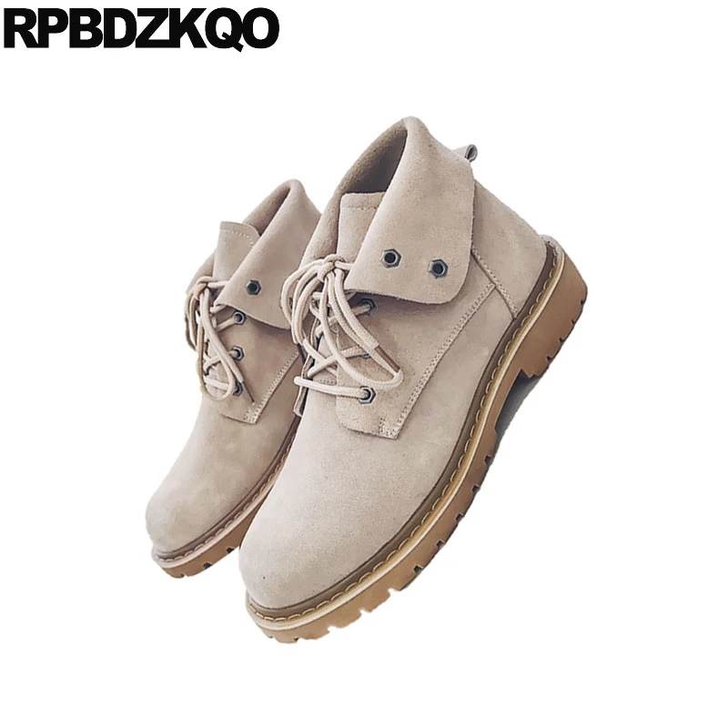 Зимние мужские ботинки с мехом боевые замшевые в британском стиле из