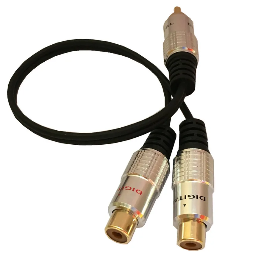 Оптовая продажа 100 шт./упак. позолоченный 1 RCA штекер-2 гнездовой разветвитель
