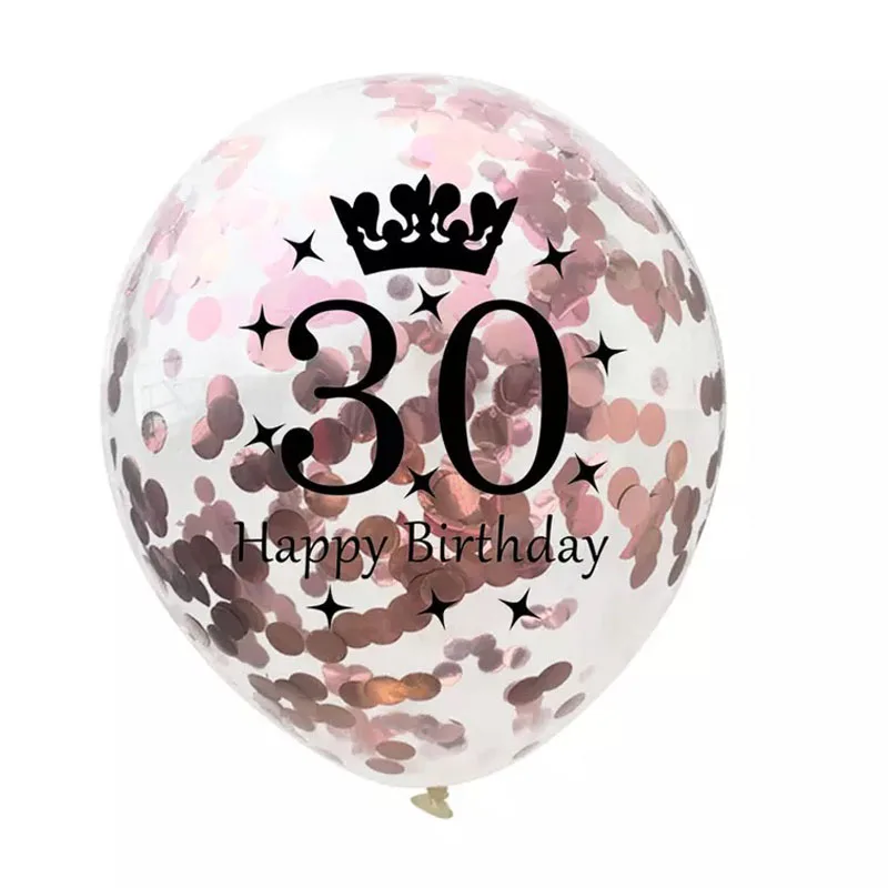 5 шт. 12 дюймов 18 21 30 40 50 60 Clear Crown С Днем Рождения Латекс конфетти шар 1st Baby shower
