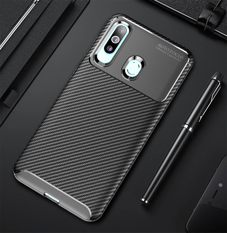 Чехол для Samsung Galaxy A60 роскошный чехол из углеродного волокна с защитой от падения