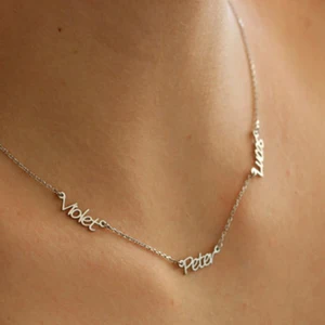 Новые персонализированные пользовательские 3 Кулон-табличка с именем золотое украшение на шею с Индивидуальные почерк имя, модное ювелирное изделие для семьи Подарок другу