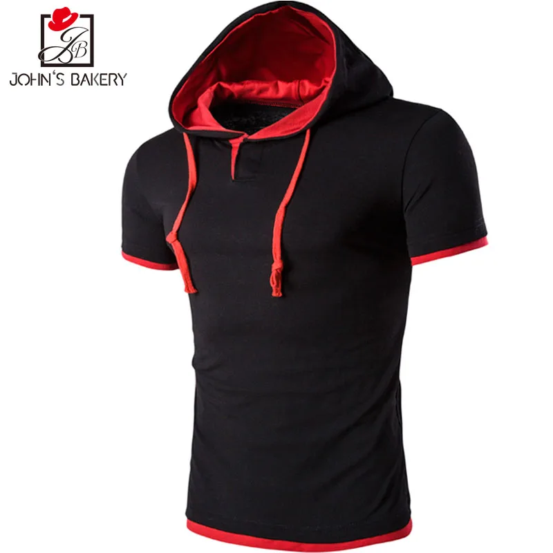 Новый мужской моды 2018 короткий рукав поддельные два тенниска резкое тонкий Для