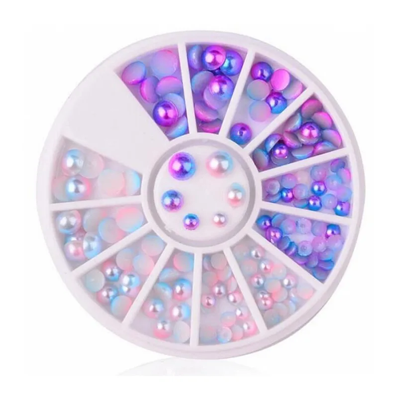 1 колесо красочные микс Стразы для ногтей без горячей фиксации плоская подошва