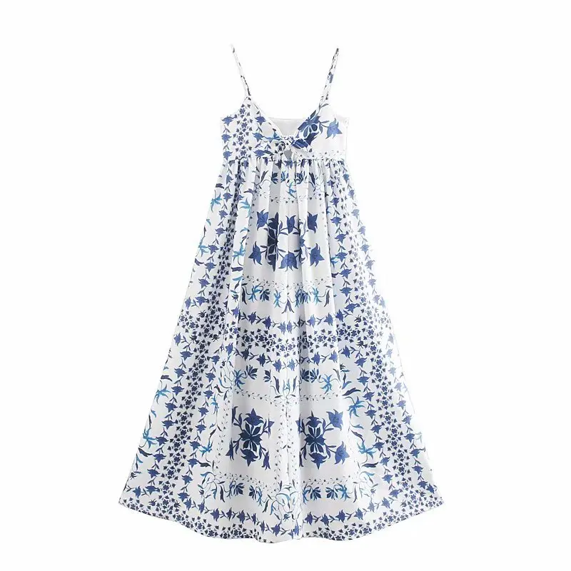 Женское платье с открытой спиной JuneLove длинное винтажное платье-макси цветочным