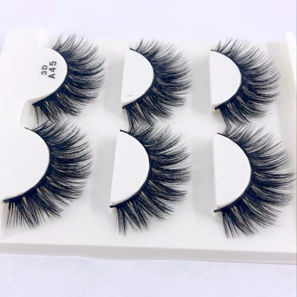 

HBZGTLAD New 3d mink eyelashes hand made makeup false eyelash natural long eyelash extension 1 box 3 pairs eyelashes