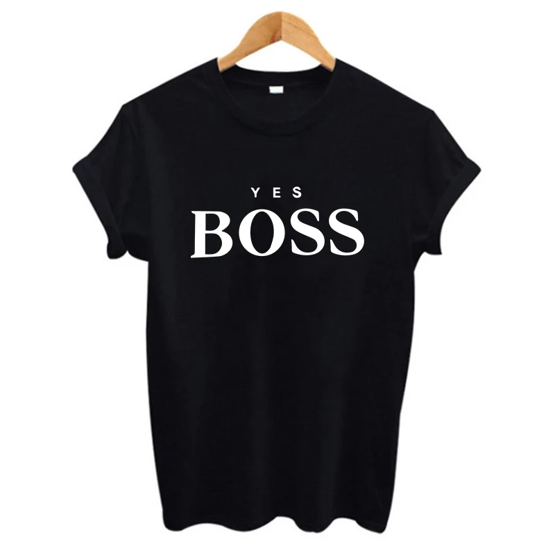 Новинка 2019 летние футболки с забавным принтом YES BOSS женские хлопковые топы