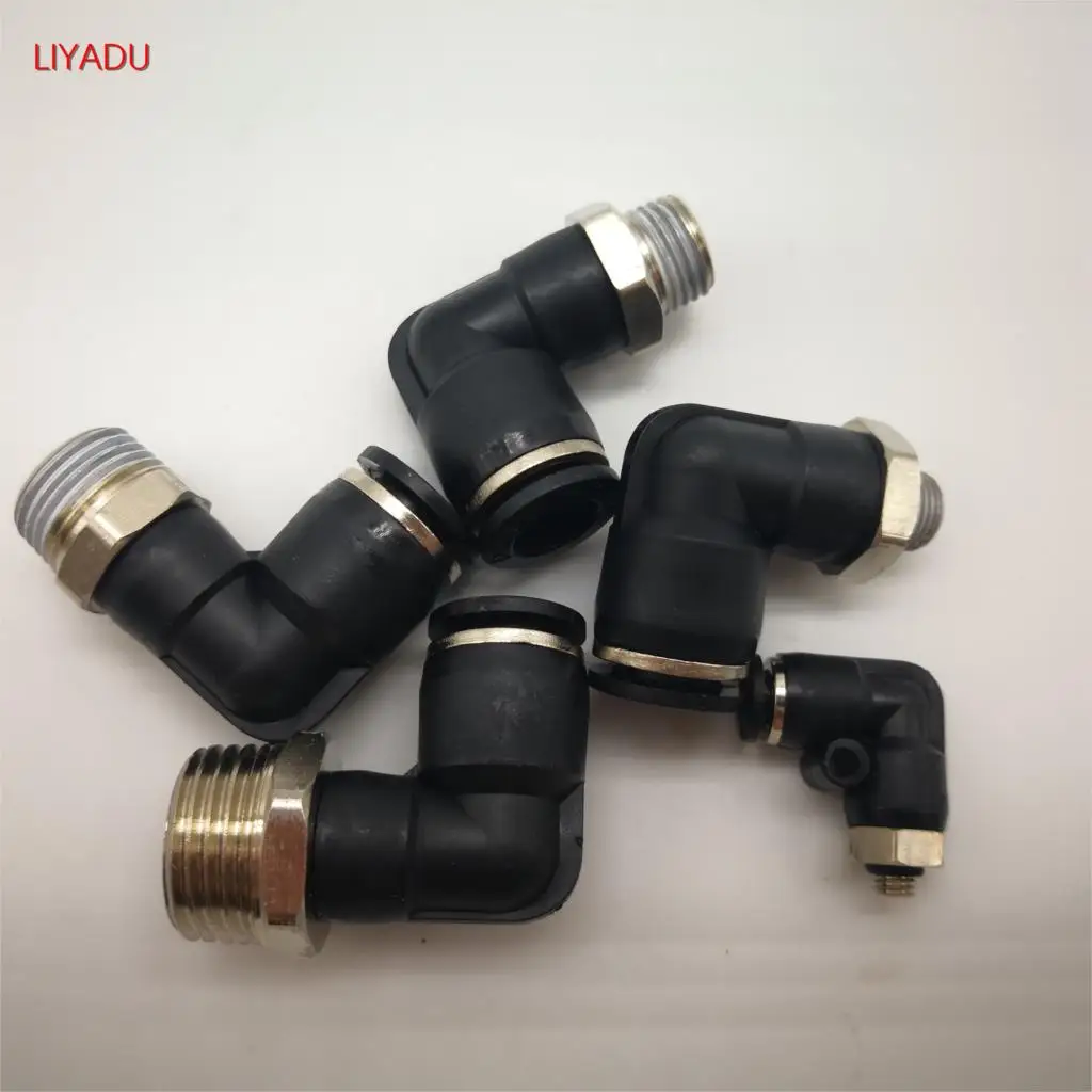 

10pcs Pneumatic connector L Shape PL OD 6mm Hose Tube -M5 M6 1/8 BSPT Thread Air Elbow quick coupling Fitting PL6-01