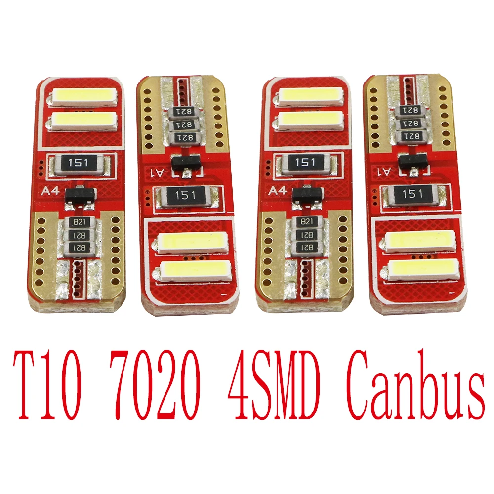 YSY 300 шт. светодиод T10 canbus W5W t10 4smd 7020 7014 Светодиодная лампа canbus T10 4 Светодиодная лампа без ошибок светодиодный Белый 12 В постоянного тока YSY 300 шт. светодиод T10 canbus W5W t10 4smd 7020 7014 Светодиодная лампа canbus T10 4 Светодиодная лампа без ошибок светодиодный Белый 12 В постоянного тока