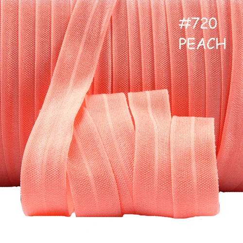 

Free shipping 50 yards per lot peach fold over elastic for webbing headbands
