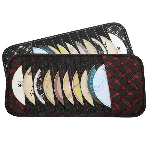 

Car CD Sun Visor Red Wine Line Cover Card Case Storage Holder Clipper Bag Car CD Bag Sun Visor CD DVD Bag Car Styling