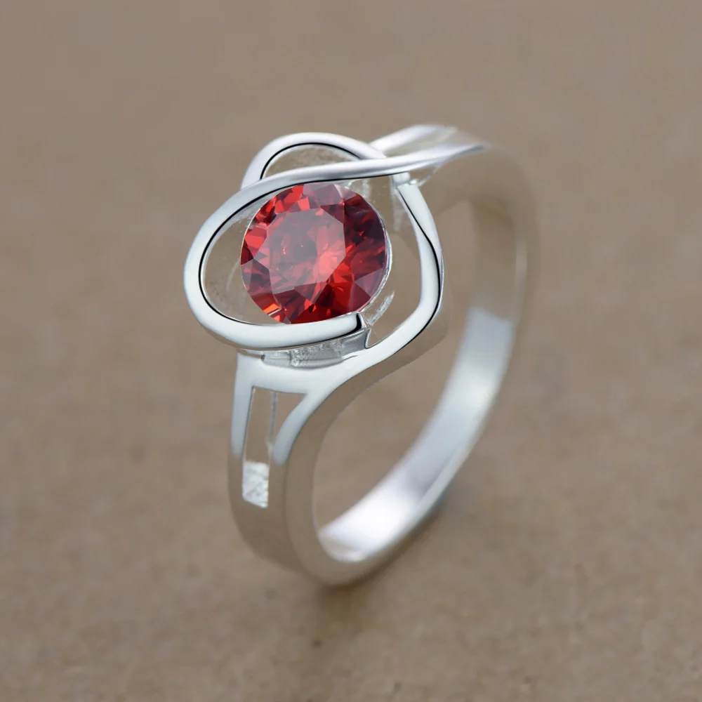 Сердце любовь темно красный циркон Оптовая Продажа 925 ювелирные изделия